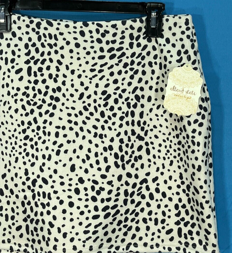 Nwt ALTAR'D STATE Taupe/Black CHEETAH Stretch Microsuede A-LINE Mini Skirt Sz L - Picture 2 of 4
