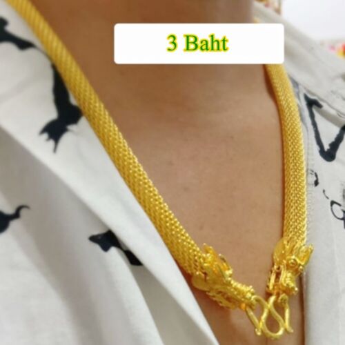 Thai Gold plated 24k Necklace Yellow Chain Pendant Weight Baht Jewelry 20-24 in - Picture 3 of 9