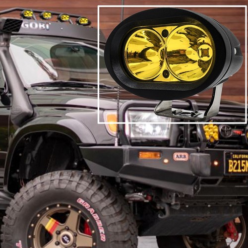 4" Oval LED Fog Light Neon Fluorescent Yellow Offroad dust Truck RV 12V 4runner - Picture 1 of 6