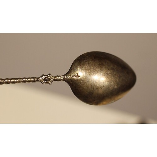 Antique 19th German Silver 800 Set of 12 Crowbar Twisted Spoons Engraved - Picture 2 of 4