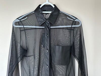 NWT Alexander Wang Black See-through Button Down Shirt with