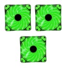 3 x Marvo Scorpion 120mm 1200rpm Green 15 x LEDs PC Case Fans 3+4-Pin 53.2CFM