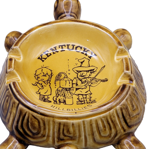 KENTUCKY HILLBILLIES Vintage Turtle Souvenir Ceramic Pottery Ashtray - Picture 8 of 12