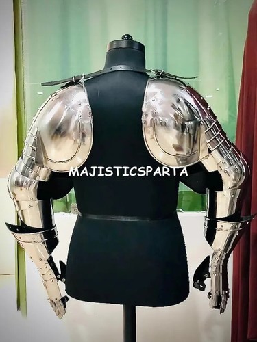 Medieval Full Armset – Steel Armor Gauntlets, Forearm & Elbow Guards and Pauldro - Imagen 5 de 6