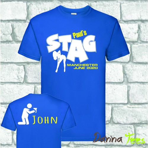T-Shirt Stampate Personalizzate UNISEX con il tuo logo cervo gallina festa di compleanno - Foto 8 di 11