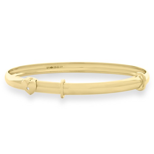 Children's 9ct Gold Diamond Heart Slider Bangle Kids Love Bracelet Gift Box - Picture 10 of 14