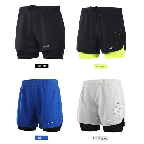 Lixada Men's 2-in-1 Running Shorts Quick Drying Breathable Active w/ Longer T7C0 - Picture 6 of 12