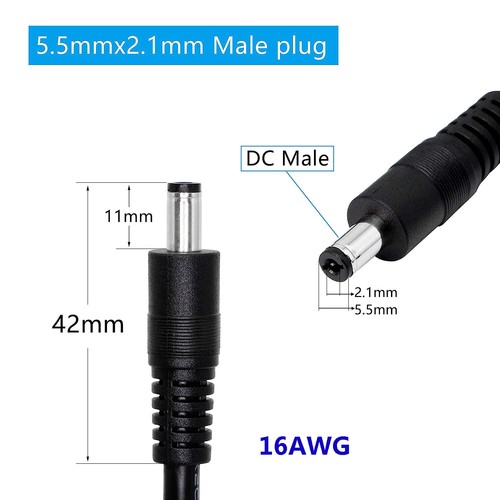 DC Power Supply 5.5mm x 2.1mm Male to Male Extension Cable 16AWG CCTV Camera LED - Picture 4 of 8