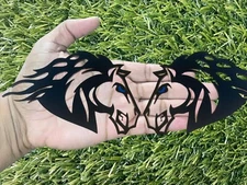 Stallion Emblem Badges Glossy Black Dark Blue Eyes BADGE’S Angry Horse Fender