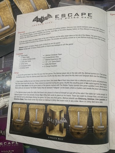 Batman: Arkham City Escape Board Game 2013 Cryptozoic Entertainment Complete - Picture 13 of 16