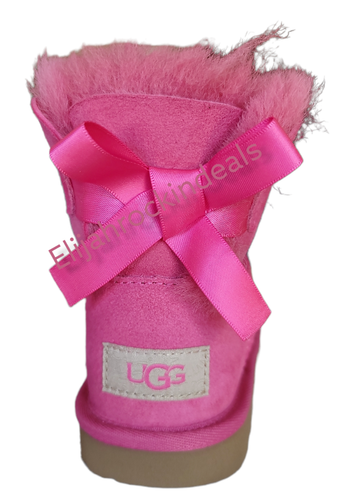 NEW KIDS UGG MINI BAILEY BOW II PINK AZALEA BOOTS SIZE 4K STYLE 1017397K - Picture 5 of 6