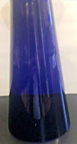 Vintage Cobalt Blue Flower Vase 12" T Clear Bottom Glass Vase Hand Blown Art - Picture 5 of 7