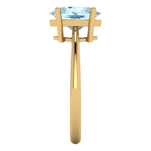 2Ct Oval Cut Natural Sky Blue Topaz Solitaire Engagement Ring, 14K Yellow Gold - Picture 3 of 11