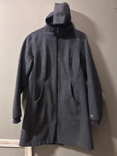 Arc’teryx Lanea Hooded Wool Midi Coat Dark Gray Women’s Size Med Slim Fit