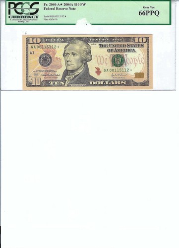 2004 $10 FRN FR2040-A* PCGS 66 PPQ, Boston * Note S/N A00115112*!!! - Picture 1 of 2