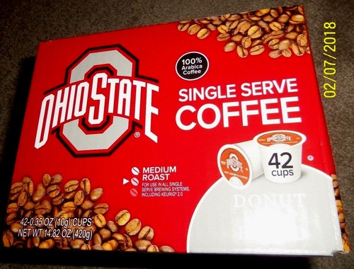 NEW,OHIO STATE COFFEE K-CUPS,42 CT, 08/2026EXP. OR LATER DATE(GREAT DATE )