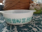 Pyrex Amish Butter Print Cinderella 471 Bowl White/Green Oven Safe 1 1/2 pt