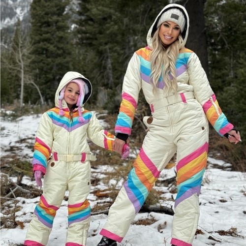 Tipsy Elves RARE Retro Rainbow Waterproof Snow Suit Womens Size Large NWT winter - Picture 4 of 11