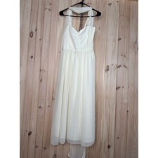 NWT Lulus Irresistibly Darling Ivory Chiffon Midi Dress and Scarf Set Gala Sz M