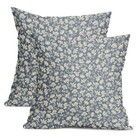 Blue Gray Daisy Floral Block Print Pillow 18" x 18" (Pack of 2) Daisy-blue Grey