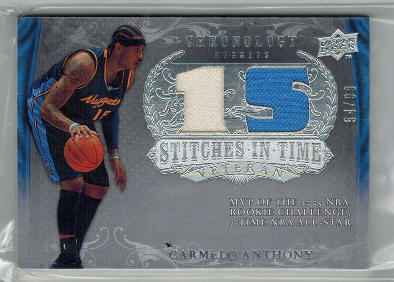 2007-08 UD Chronology Stitches in Time Carmelo Anthony Game Used Jersey Card /99