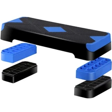 26.5" Aerobic Exercise Step Platform w/4 Risers Adjustable Workout Stepper Blue