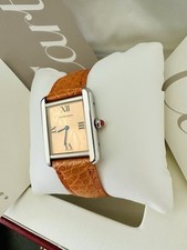 Rare Cartier Tank Solo Stainless Steel Orange Dial & Band ~ Box & Papers 5