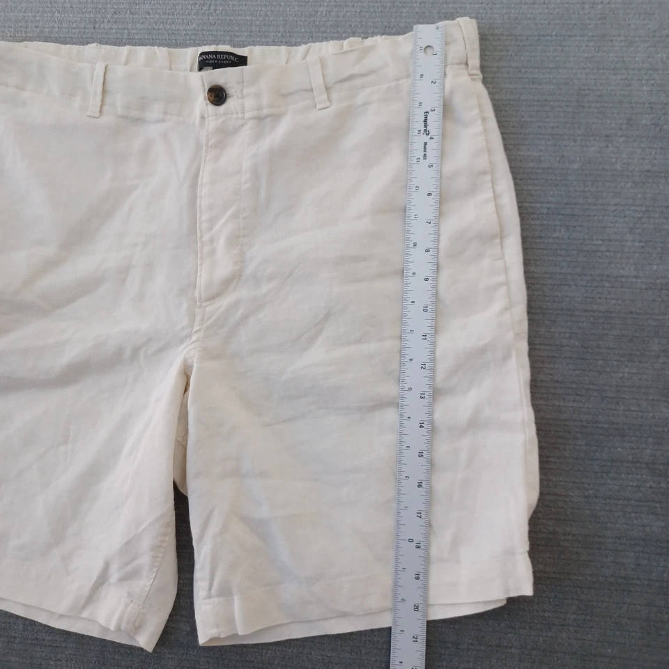 Shorts masculino Banana Republic Aiden 38 bege chino mistura de linho cordão cintura - Imagem 4 de 4