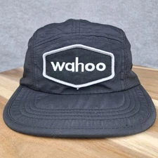 Wahoo Fitness Hat Cap Strap Back Black 5 Panel Outdoor Lightweight Breathable