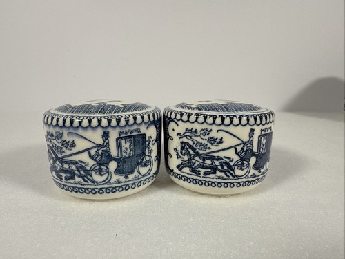 Currier and Ives Salt & Pepper Shaker, Creamer, Sugar w/ Lid, Gravy Boat Vintage - Picture 22 of 24