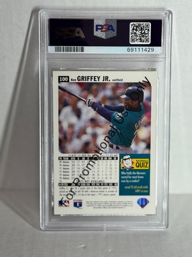 1996 COLLECTORS CHOICE KEN GRIFFEY JR PROMO #100 PSA - Picture 2 of 2