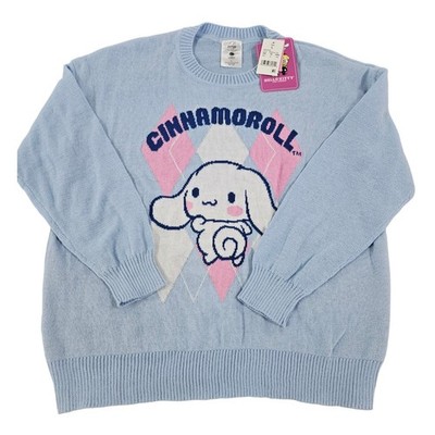 Sanrio Cinnamoroll Argyle Sweater Blue Knit Pullover J002070JHK1780 Mens L New
