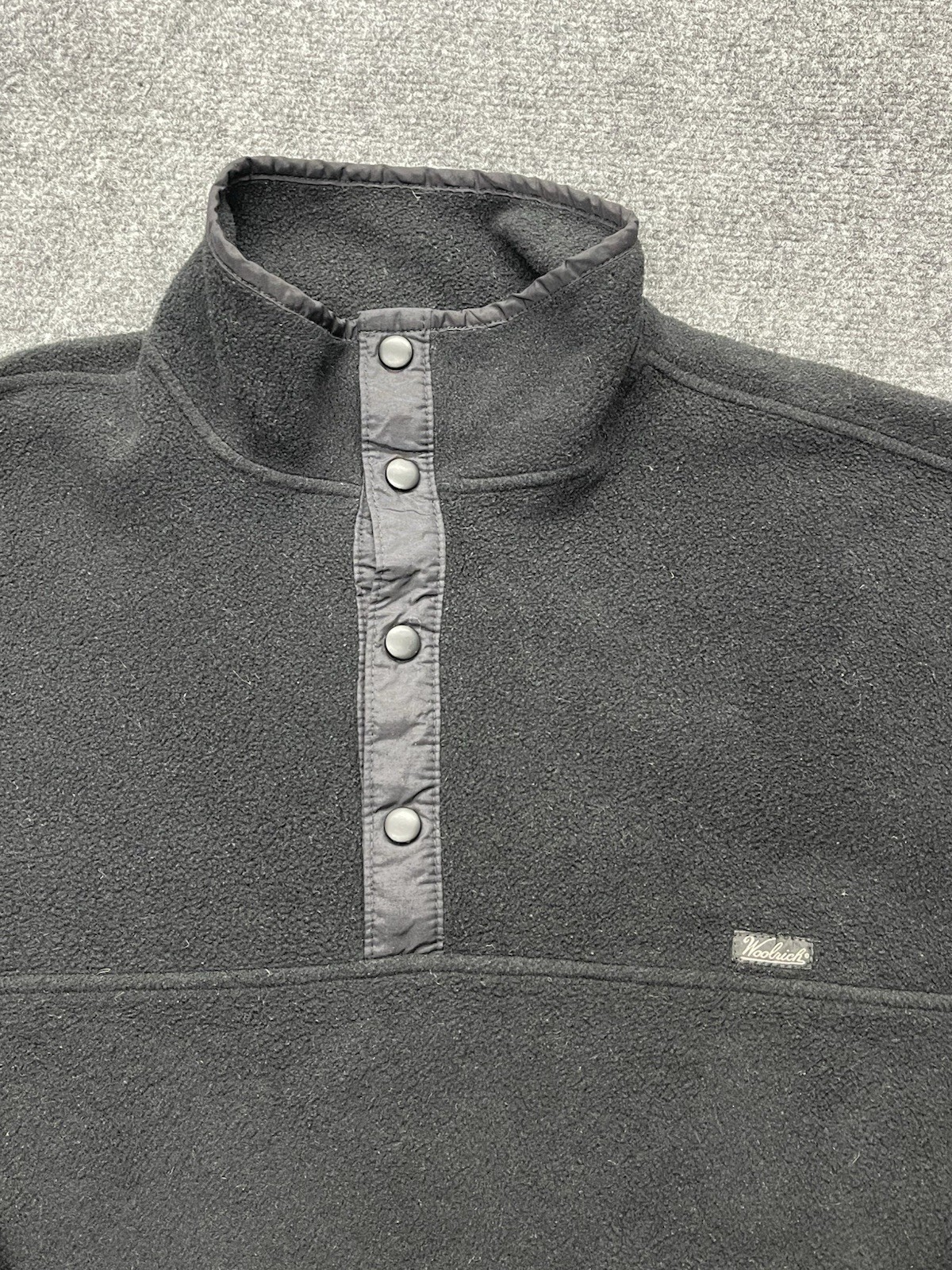 Vintage Woolrich Pullover Men's Sz Large Black Polartec Fleece 1/4 Snap Jacket image 3