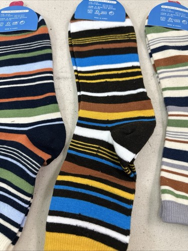 Men's 3 pairs Funky Striped Pattern Colorful Cotton Polyester Crew Socks - Picture 14 of 15