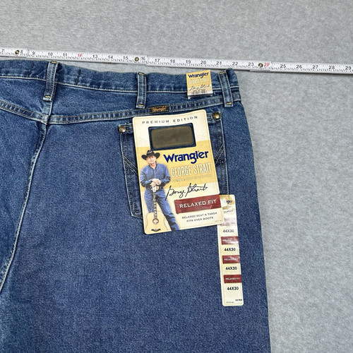 Pantalones de mezclilla George Strait Wrangler para hombre 44x30 calce relajado azul corte vaquero - Imagen 10 de 12