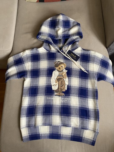 Ralph Lauren Women Country Plaid Buffalo Bear Embroidered Sweatshirt Fleece XS-S - Picture 2 of 12