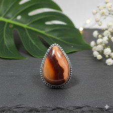 Natural Peanut Wood Jasper Ring Size 7 Handmade 925 Silver Ethnic Jewelry