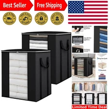 120L Extra-Large Blanket Storage Bags - 2 Pack with Zipper & Reinforced Handles