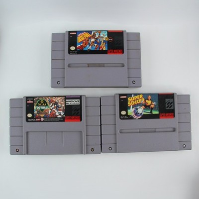 Lot of 3 Games NCAA Football, Basketball Super Soccer SNES Super Nintendo TESTED