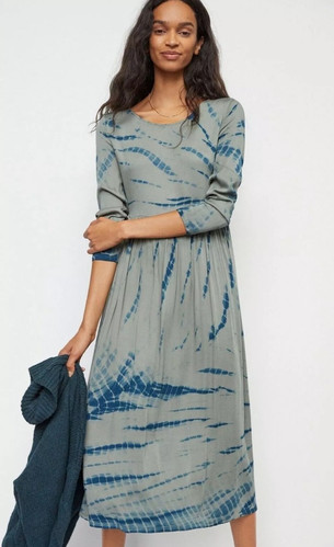 Anthropologie Dolan Eliska Batik Midi Langarm Kleid Gr. S $ 138 Boho Viskose - Bild 1 von 13
