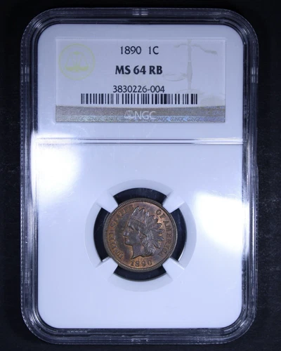 1890 Indian Head Cent - 1c NGC MS64 RB - Red Brown