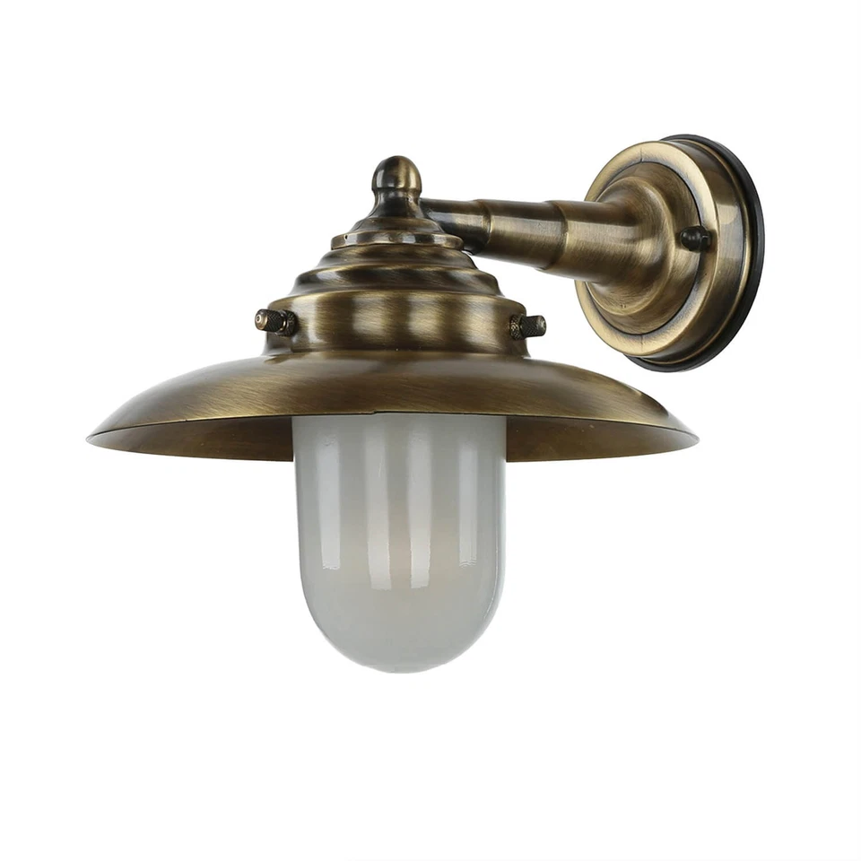 Stilvolle Wandleuchte aus Messing Glas maritimes Design IP64 Hof Lampe außen - Bild 2 von 4