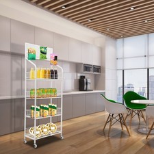 4-Tier Retail Display Rack/Shelf/Frame/Stand Shop Freestand Snack Metal White