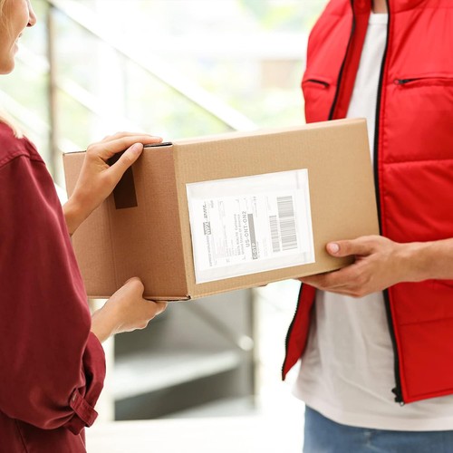 500 sobres transparentes para lista de embalaje de 10" x 12" bolsas de etiquetas de documentos de envío - Imagen 8 de 9
