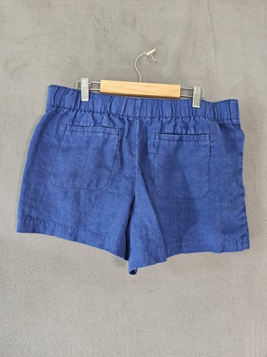 Lilly Pulitzer Lilo Linen Shorts Martinique Blue Large Pullup Pockets Vacation - Picture 6 of 8
