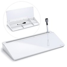 Glass Desk Whiteboard with Storage, Desktop Organizer to-do List Memo B-white