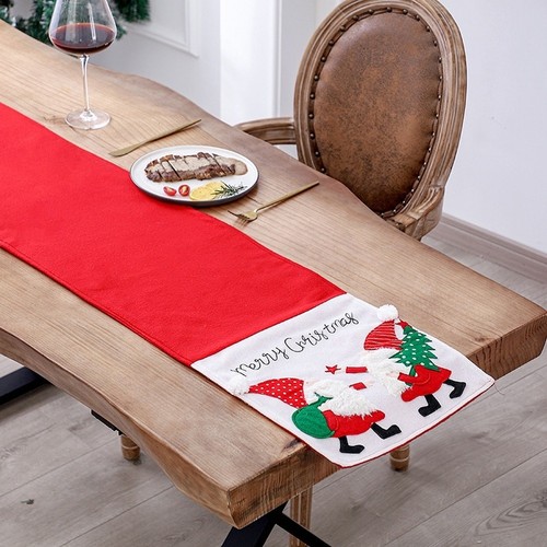 Esstisch für LÄUFER Flanelltuch bestickt Weihnachtsmann für Urlaub - Picture 2 of 4