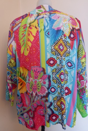 Orientique Australia Multicolour Kimono Artistic Lounge Jacket UK 16 Stunning - Picture 4 of 5