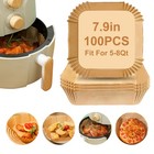 100 Pcs 7.9 Inch Disposable Square Air Fryer Liner for Steamer Baking Microwave