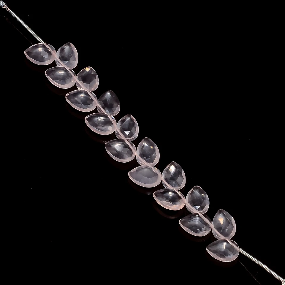 Cuentas facetadas con forma de pera de piedras preciosas de cuarzo rosa 10X7X4 mm hilo 4" UGB-817 Foto 3 de 4